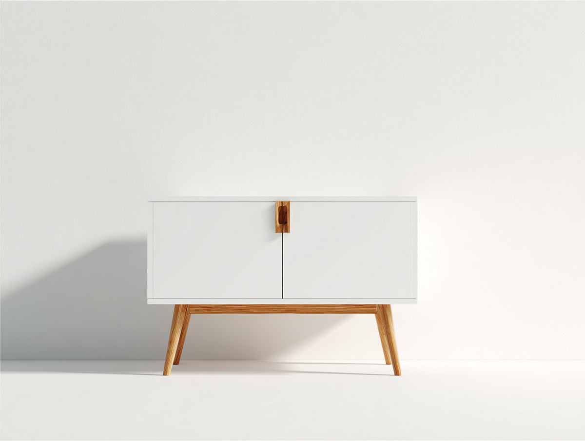 Meuble d'entrée - Bois - 120 x 40 x 75 cm - Blanc-Bois naturel - Style scandinave