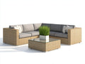 Canapé de jardin - Résine tressée-Tissu - 244 x 244 x 76 cm - Gris taupe-Rotin naturel - Style contemporain
