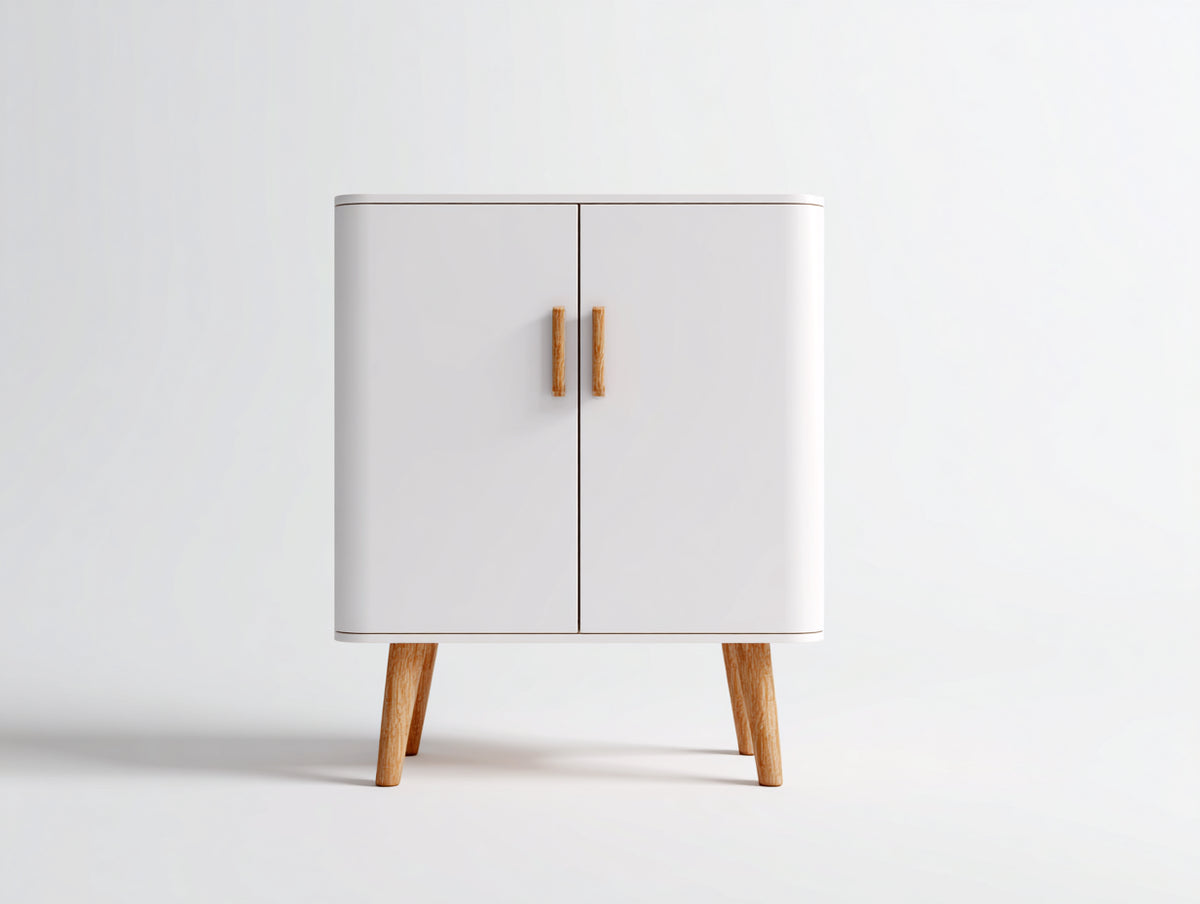 Meuble d'entrée - Bois - 100 x 40 x 90 cm - Blanc-Bois naturel - Style scandinave