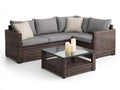 Canapé de jardin - Résine tressée-Tissu - 236 x 180 x 78 cm - Gris moyen-Brun foncé - Style contemporain