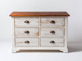 Commode - Bois - 120 x 45 x 85 cm - Blanc-Bois naturel - Style rustique