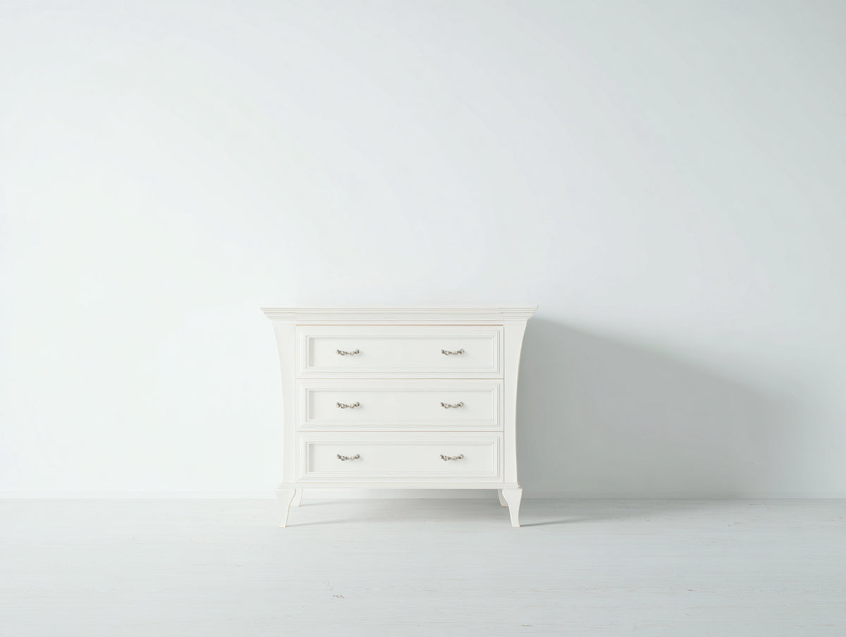 Commode - Panneaux de bois - 100 x 45 x 85 cm - Blanc - Style classique