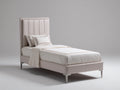 Lit simple - Tissu-Métal - 210 x 105 x 125 cm - Beige rosé - Style contemporain