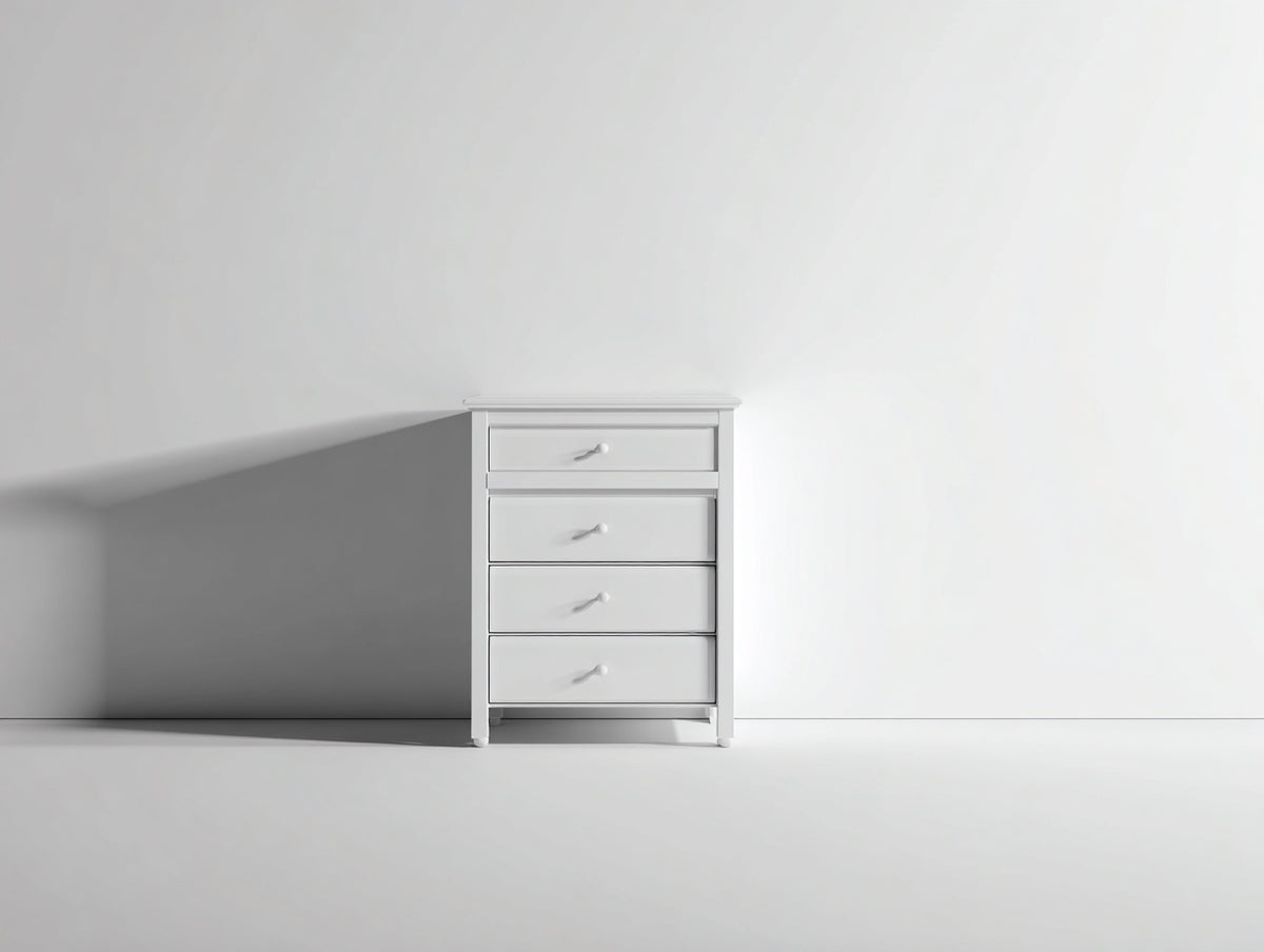 Commode - Panneaux de bois - 60 x 40 x 100 cm - Blanc - Style classique
