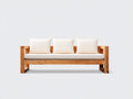 Canapé de jardin - Bois-Tissu - 218 x 88 x 78 cm - Écru-Bois naturel - Style contemporain