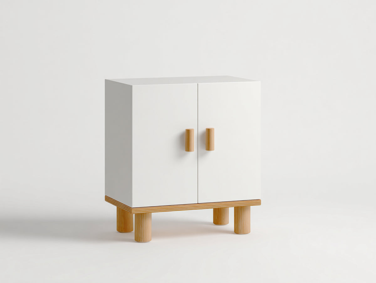 Meuble d'entrée - Bois - 90 x 38 x 85 cm - Blanc-Bois naturel - Style scandinave