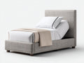 Lit simple - Tissu - 210 x 105 x 115 cm - Gris beige - Style moderne réglable