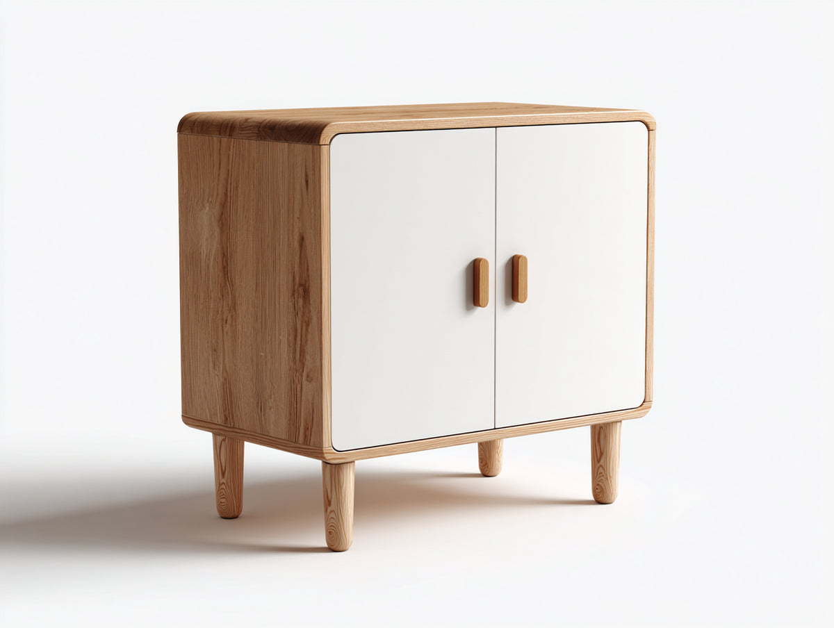 Meuble d'entrée - Bois - 100 x 40 x 85 cm - Blanc-Bois naturel - Style scandinave