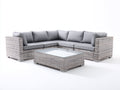Canapé de jardin - Résine tressée-Tissu - 248 x 248 x 77 cm - Gris clair-Grège - Style contemporain