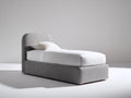 Lit simple - Tissu - 205 x 100 x 105 cm - Gris clair - Style contemporain arrondi