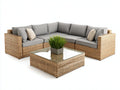 Canapé de jardin - Résine tressée-Tissu - 252 x 252 x 78 cm - Gris clair-Rotin naturel - Style contemporain