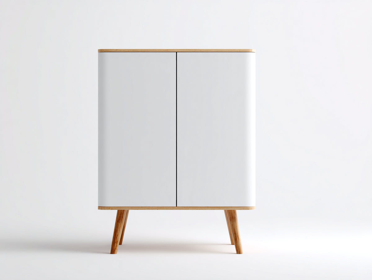 Meuble d'entrée - Bois - 100 x 40 x 110 cm - Blanc-Bois naturel - Style scandinave