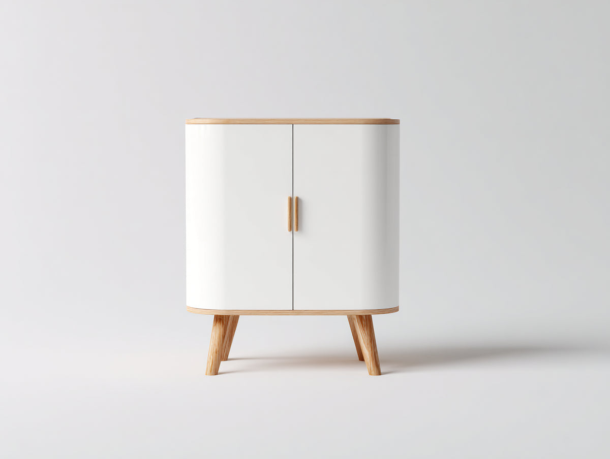 Meuble d'entrée - Bois - 100 x 40 x 100 cm - Blanc-Bois naturel - Style scandinave