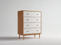 Commode - Panneaux de bois - 90 x 40 x 110 cm - Blanc-Bois naturel - Style scandinave