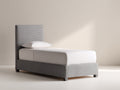 Lit simple - Tissu - 205 x 100 x 115 cm - Gris clair - Style moderne