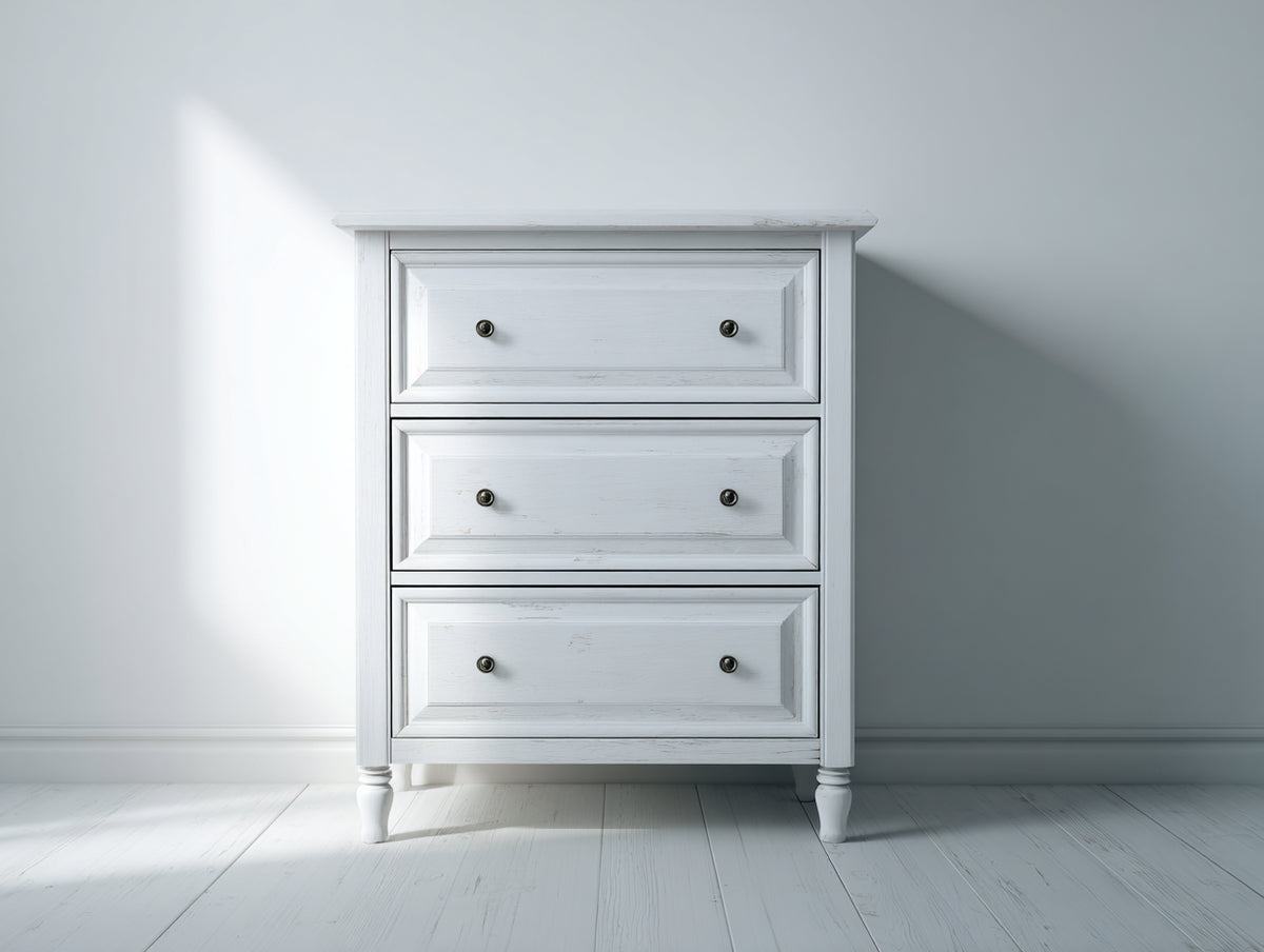 Commode - Bois - 85 x 45 x 95 cm - Blanc - Style classique