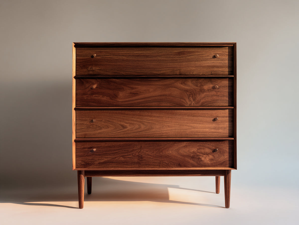 Commode - Bois - 95 x 45 x 110 cm - Brun foncé - Style moderne du milieu du siècle