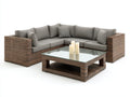Canapé de jardin - Résine tressée-Tissu - 255 x 255 x 78 cm - Taupe-Brun naturel - Style contemporain