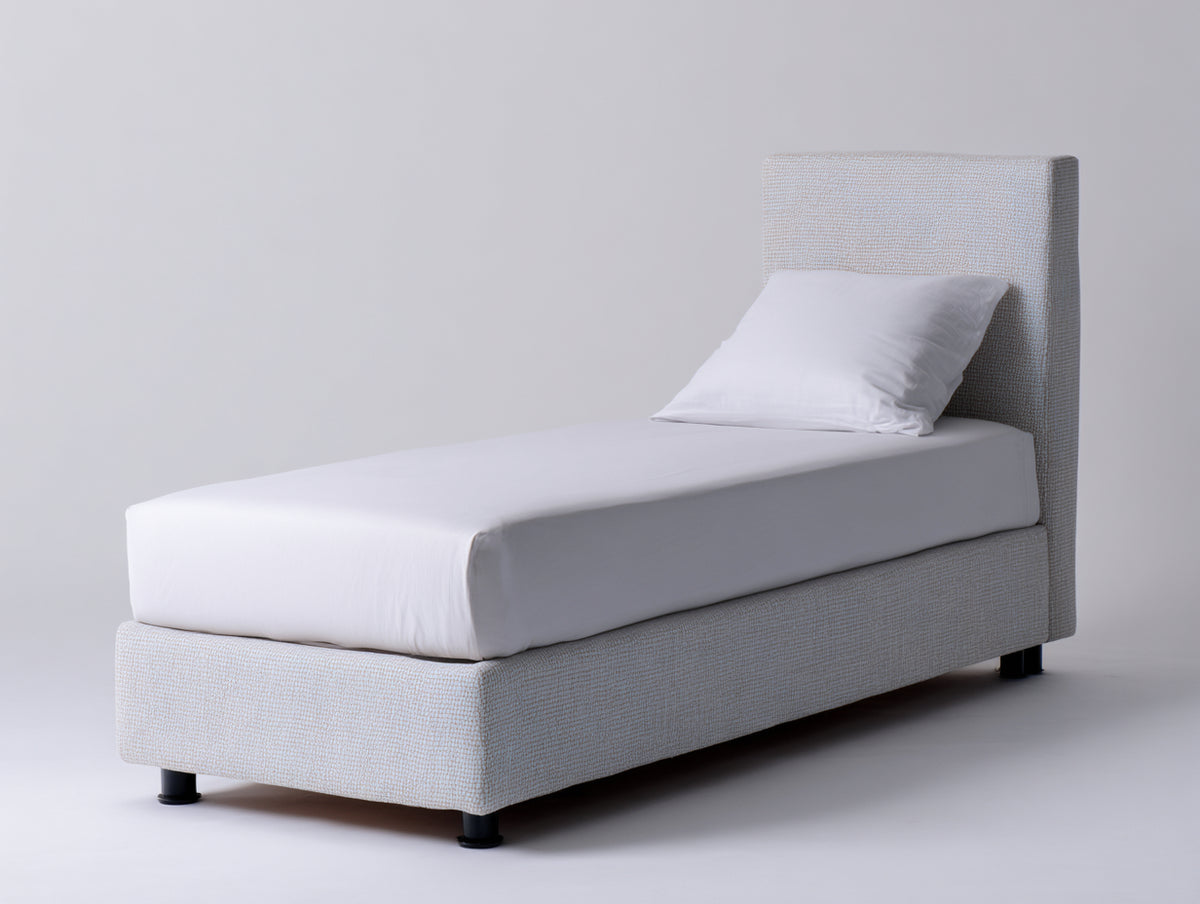Lit simple - Tissu - 205 x 100 x 110 cm - Beige clair - Style minimaliste