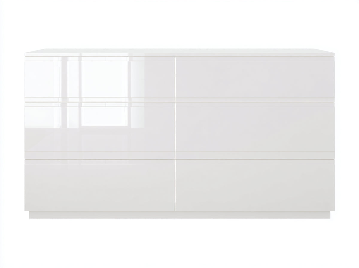 Commode - Panneaux de bois - 140 x 45 x 80 cm - Blanc - Style moderne