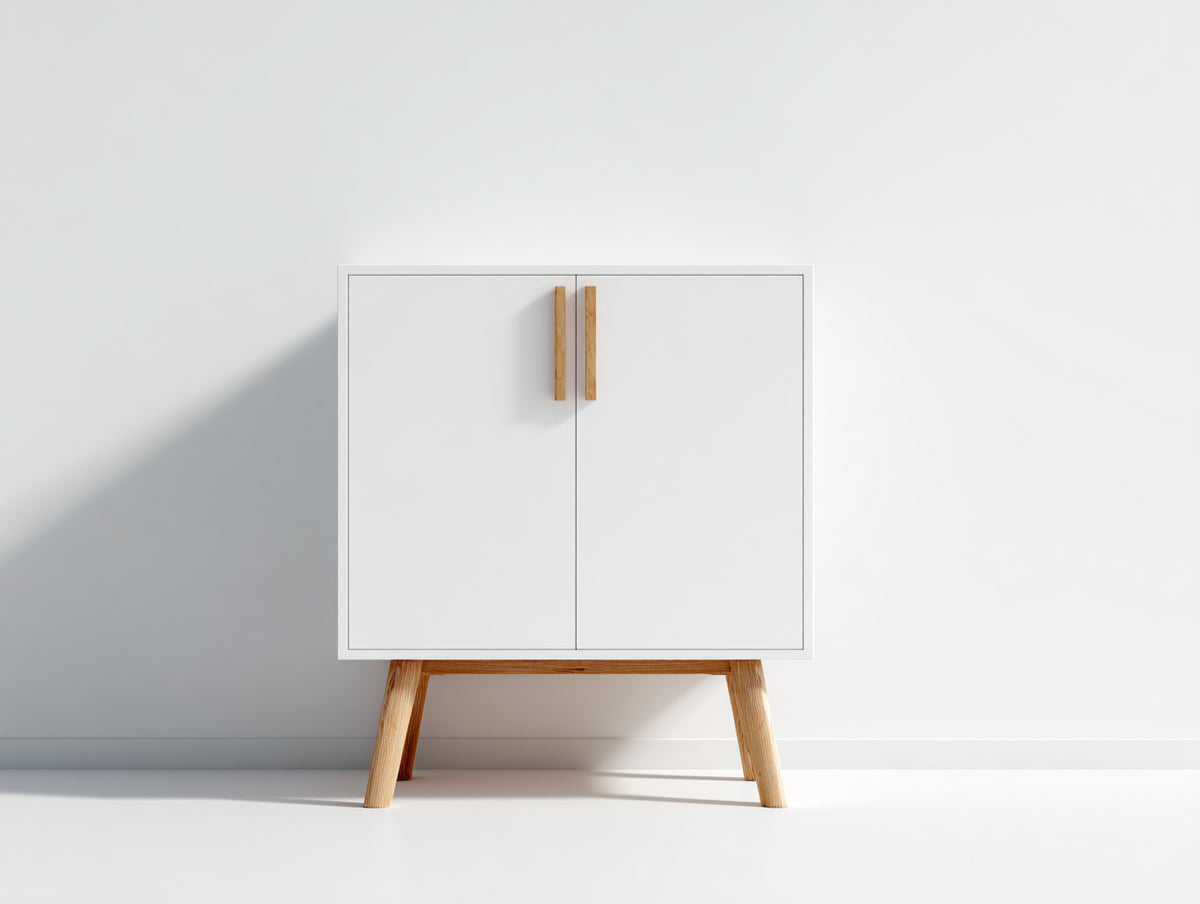 Meuble d'entrée - Bois - 100 x 40 x 90 cm - Blanc-Bois naturel - Style scandinave