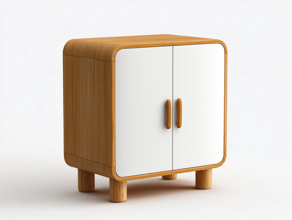 Meuble d'entrée - Bois - 90 x 40 x 85 cm - Blanc-Bois naturel - Style scandinave