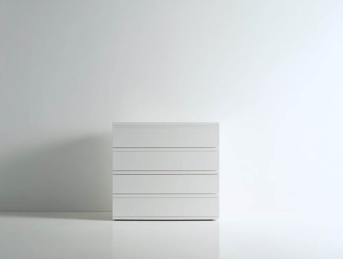 Commode - Panneaux de bois - 80 x 40 x 90 cm - Blanc - Style contemporain
